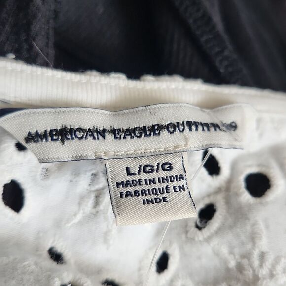 American Eagle Ladies Size Large White Eyelet Lace Knot Twist Top - Picture 5 of 6